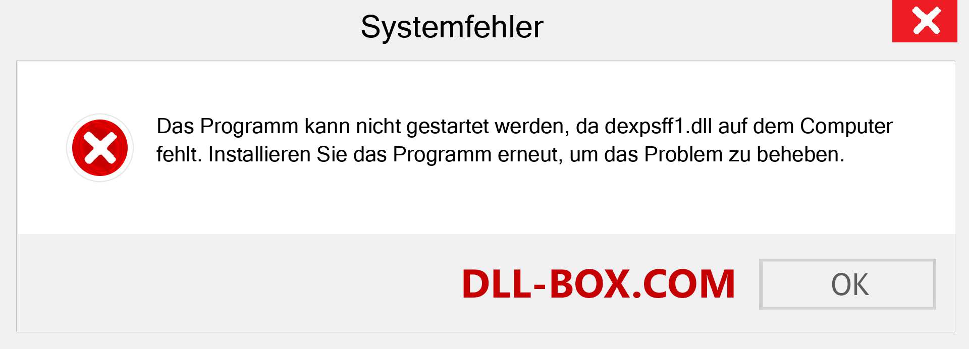 dexpsff1.dll-Datei fehlt?. Download für Windows 7, 8, 10 - Fix dexpsff1 dll Missing Error unter Windows, Fotos, Bildern